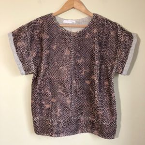 Zara brown and grey snake print sweater shirt top size medium